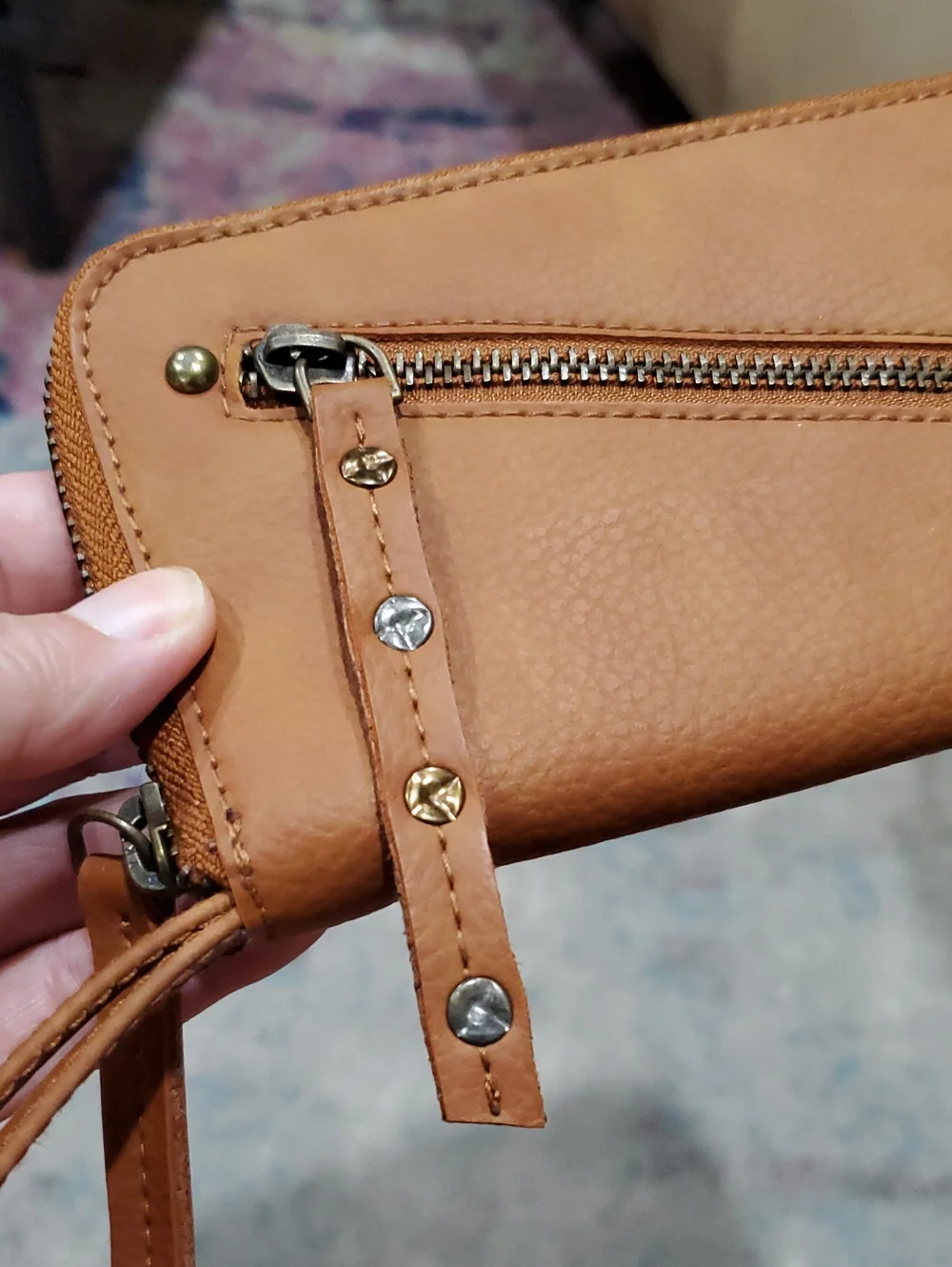 Free People Distressed Vegan Leather Wristlet Wallet In Brown